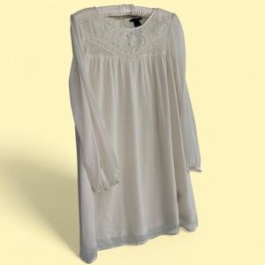 Cottage core White Lace Women's long sleeve dress